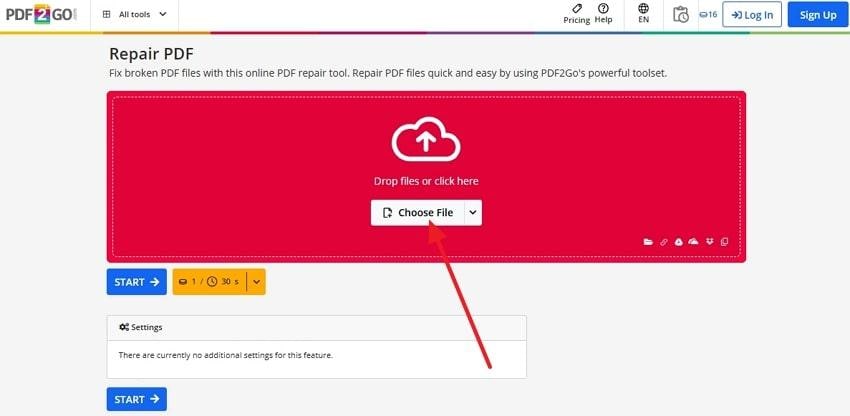 upload file to pdf2go